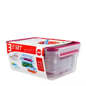 EMSA 508566 Recipiente retangular Conjunto Transparente 3 unid.