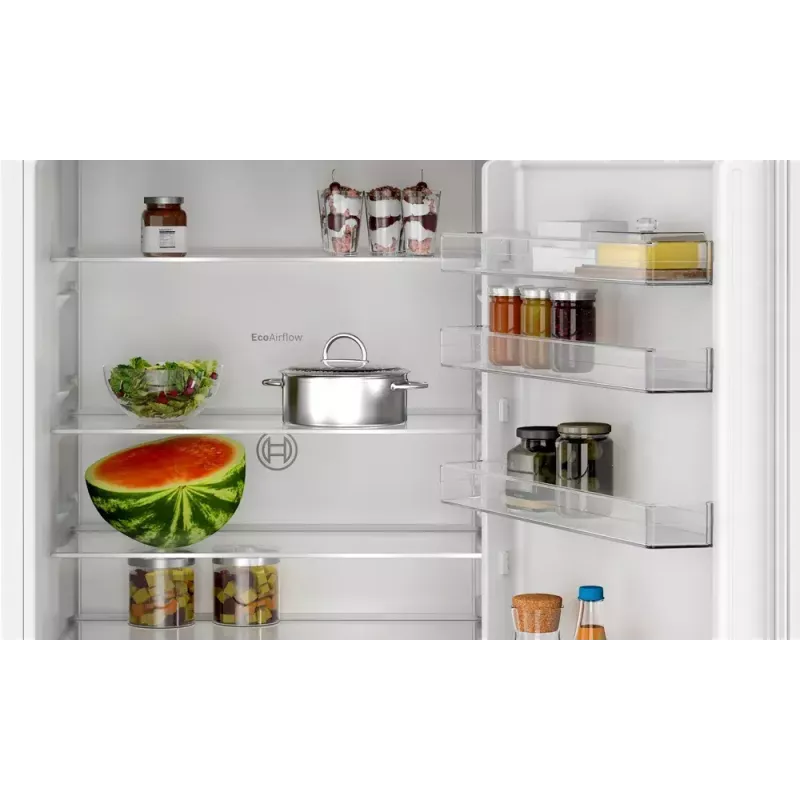 Combinado encastrável Bosch KBN96NSE0 — 383 L total, 285 L refrigeração, 98 L congelação, NoFrost, porta reversível, 34 dB, branco