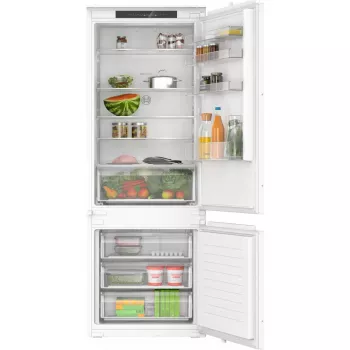 Combinado encastrável Bosch KBN96NSE0 — 383 L total, 285 L refrigeração, 98 L congelação, NoFrost, porta reversível, 34 dB, branco
