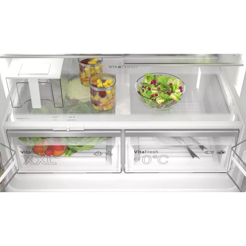 Bosch Serie 6 KFI96APEA combinado French Door, 574 l (375 l frigorífico + 199 l congelador), classe energética E, Home Connect, aço inoxidável escovado