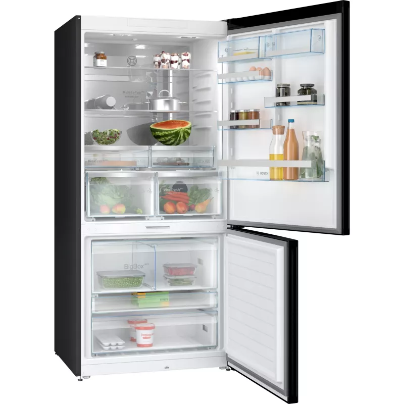 Bosch Serie 8 KGP86AXB0N combinado de instalação livre, 621 l (419 l frigorífico + 202 l congelador), classe energética B, 186 cm, Home Connect, aço inoxidável preto