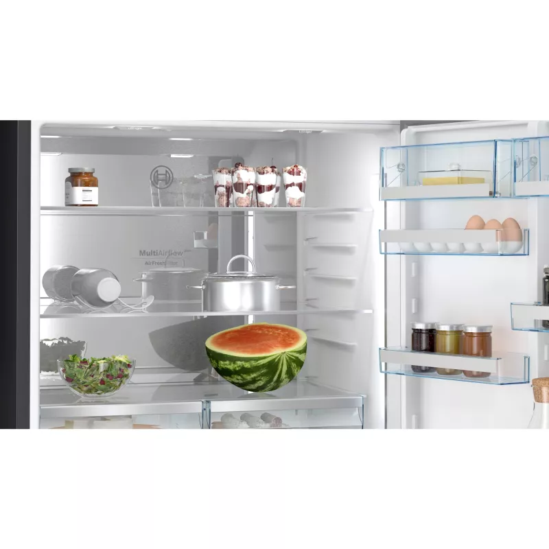Bosch Serie 8 KGP86AXB0N combinado de instalação livre, 621 l (419 l frigorífico + 202 l congelador), classe energética B, 186 cm, Home Connect, aço inoxidável preto