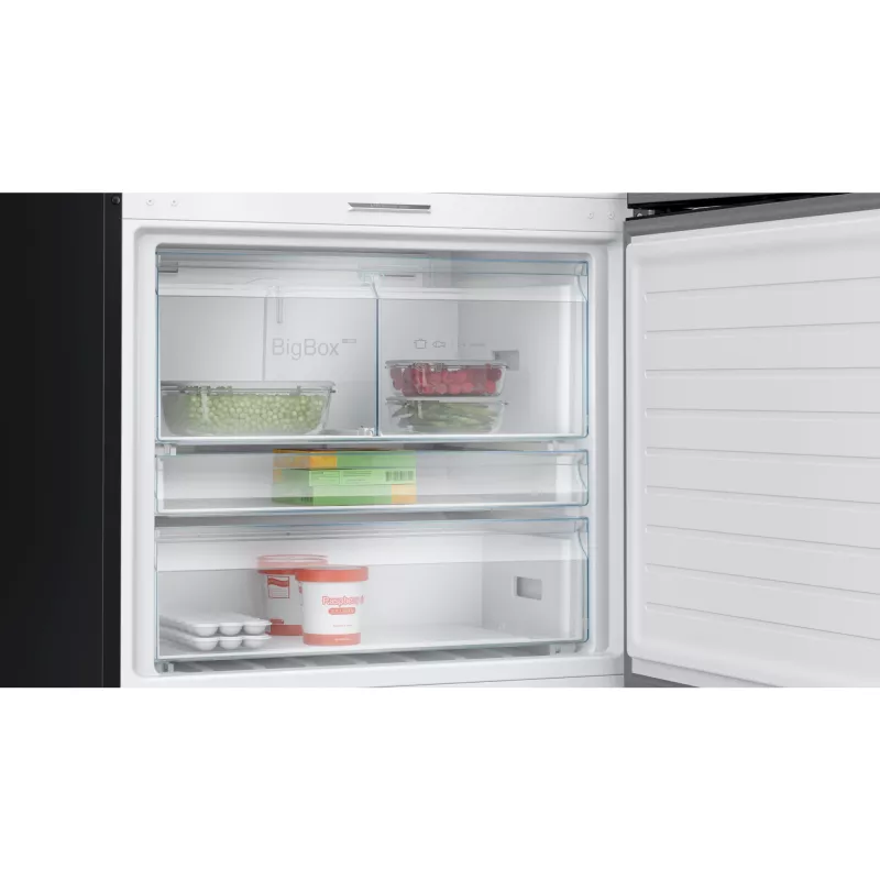 Bosch Serie 8 KGP86AXB0N combinado de instalação livre, 621 l (419 l frigorífico + 202 l congelador), classe energética B, 186 cm, Home Connect, aço inoxidável preto