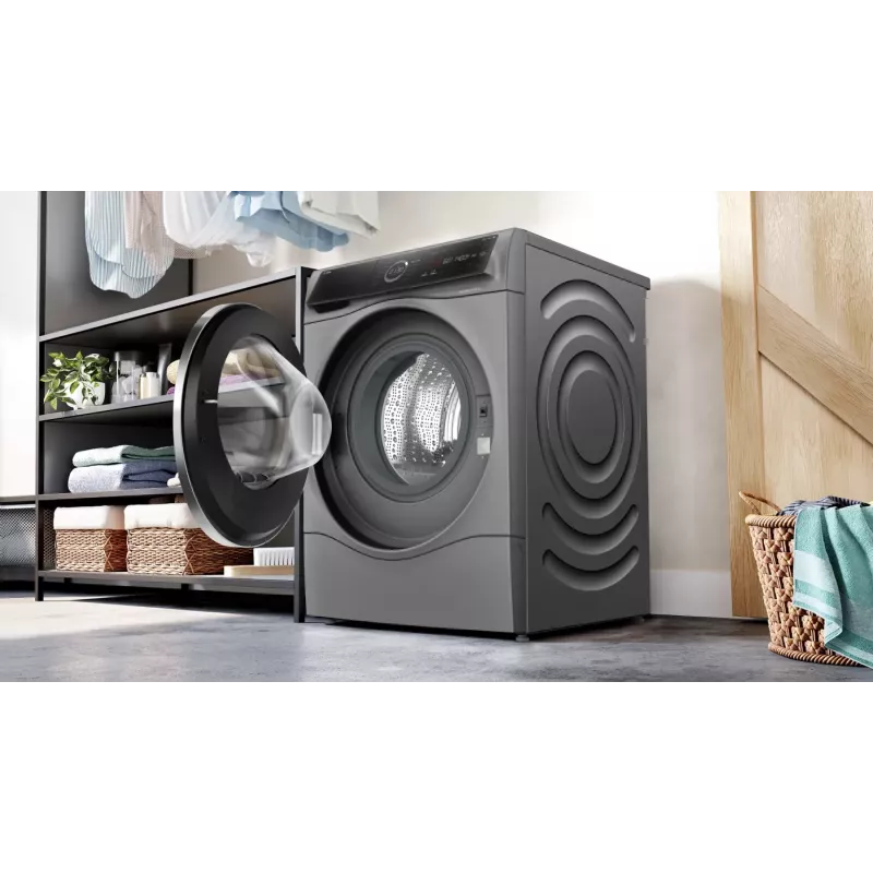 Máquina de lavar e secar roupa Bosch Serie 8 WNC254AS0 de livre instalação carregamento frontal aço inoxidável