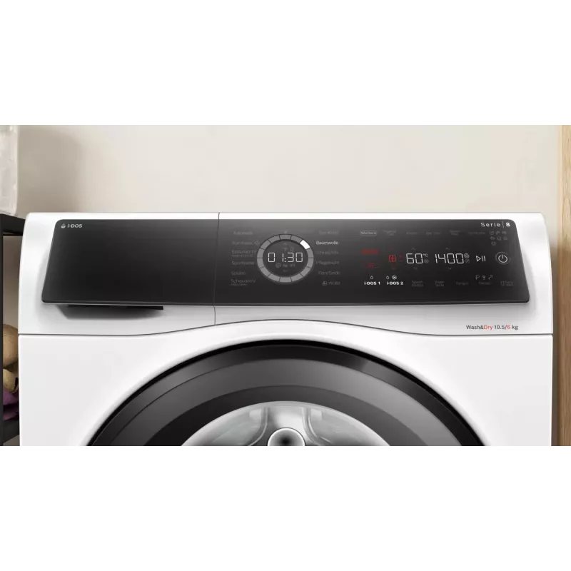 Máquina de lavar e secar roupa Bosch Serie 8 WNC254A40 de livre instalação carregamento frontal branco