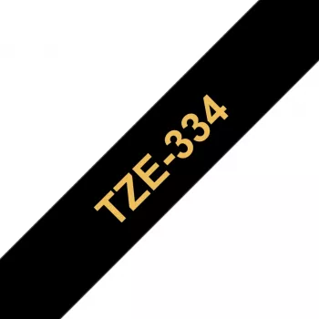 Fita para etiquetas Brother TZE334 12 mm dourado sobre preto