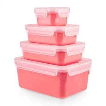 EMSA Clip & Close Conjunto Retangular Coral 4 Unid.
