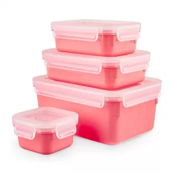 EMSA Clip & Close Conjunto Retangular Coral 4 Unid.