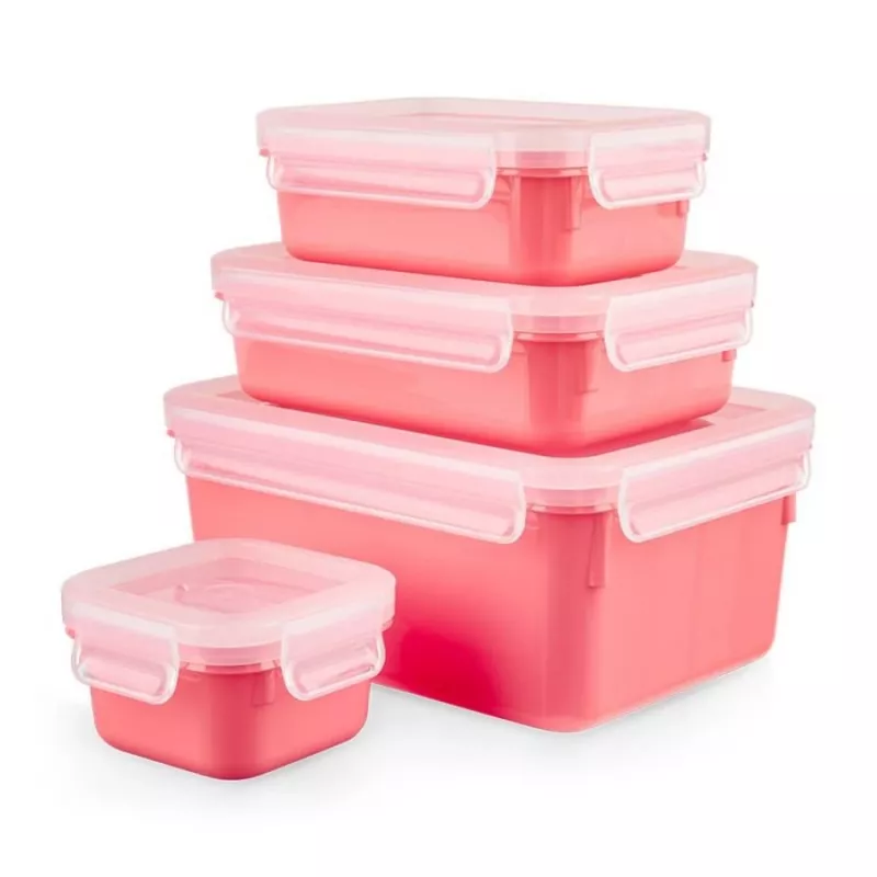 EMSA Clip & Close Conjunto Retangular Coral 4 Unid.