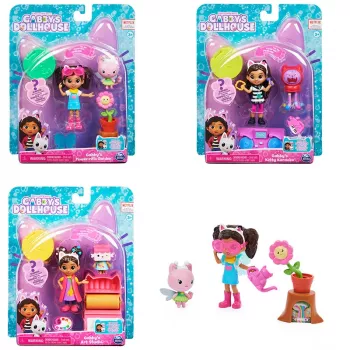 Gabbys Dollhouse, Conjunto Atelier de Arte com 2 figuras, 2 acessórios, entrega e móvel, brinquedo para crianças a partir dos 3 anos