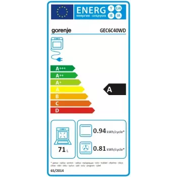 Gorenje GEC6C40WD fogão independente placa vitrocerâmica elétrica preto, branco