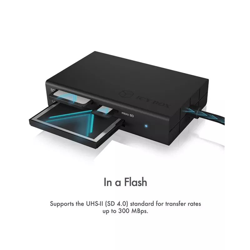 Leitor de cartões ICY BOX IB-CR401-C3 USB 3.2 Gen 1 (3.1 Gen 1) Type-C preto