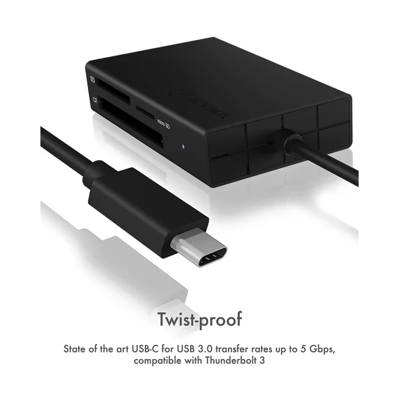 Leitor de cartões ICY BOX IB-CR401-C3 USB 3.2 Gen 1 (3.1 Gen 1) Type-C preto