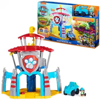 PAW Patrol, Dino Rescue HQ conjunto de brincar com sons e figura Rex exclusiva e veículo