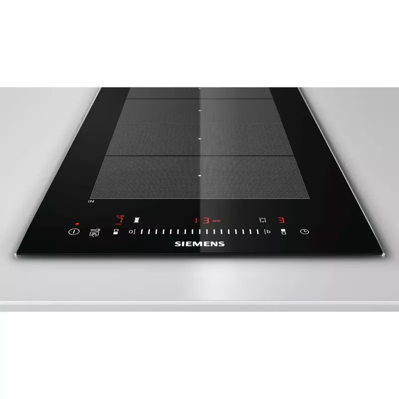 Placa Siemens EX375FXB1E preta de encastrar com indução por zonas 2 zonas