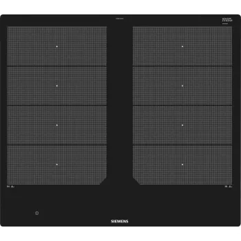 Placa Siemens EX601LXC1E preta integrada com indução por zonas 4 zonas