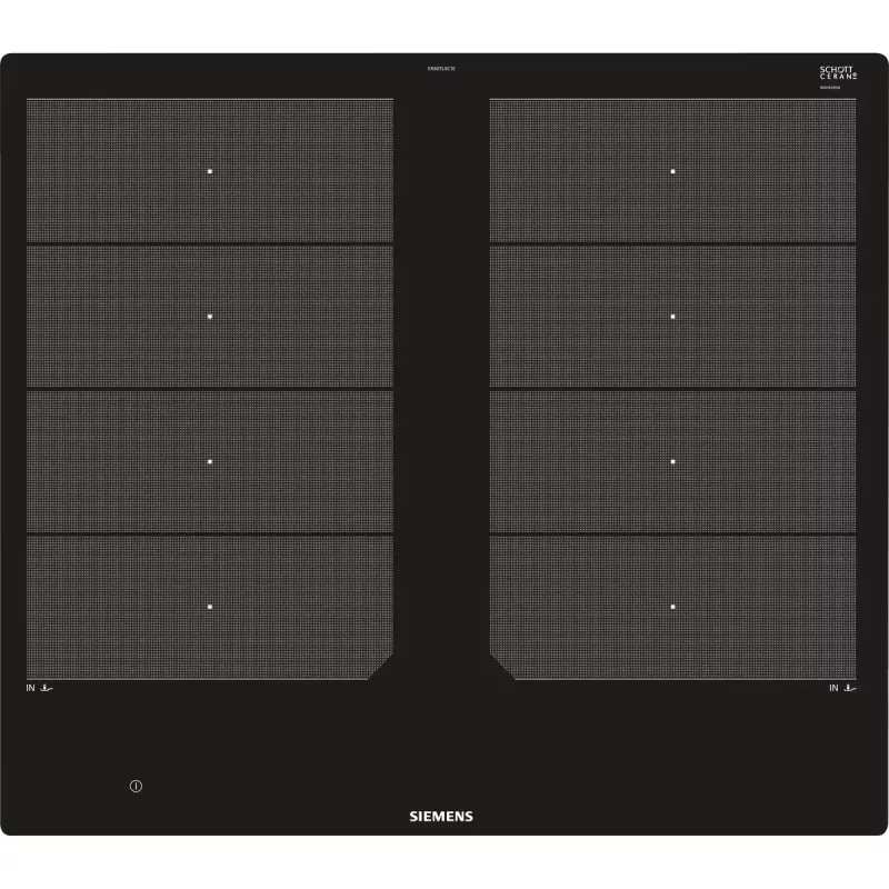 Placa Siemens EX601LXC1E preta integrada com indução por zonas 4 zonas