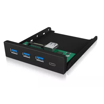 Hub USB ICY BOX IB-HUB1418-i3 — chipset GL3520/ASM1543, preto, 101×137×25 mm