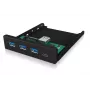 ICY BOX IB-HUB1418-i3 painel frontal de 3,5 polegadas com hub USB 3.0, 3x USB Type-A, 1x USB Type-C, preto