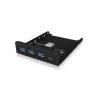 ICY BOX IB-HUB1418-i3 painel frontal de 3,5 polegadas com hub USB 3.0, 3x USB Type-A, 1x USB Type-C, preto