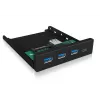ICY BOX IB-HUB1418-i3 painel frontal de 3,5 polegadas com hub USB 3.0, 3x USB Type-A, 1x USB Type-C, preto