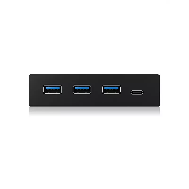 ICY BOX IB-HUB1418-i3 painel frontal de 3,5 polegadas com hub USB 3.0, 3x USB Type-A, 1x USB Type-C, preto