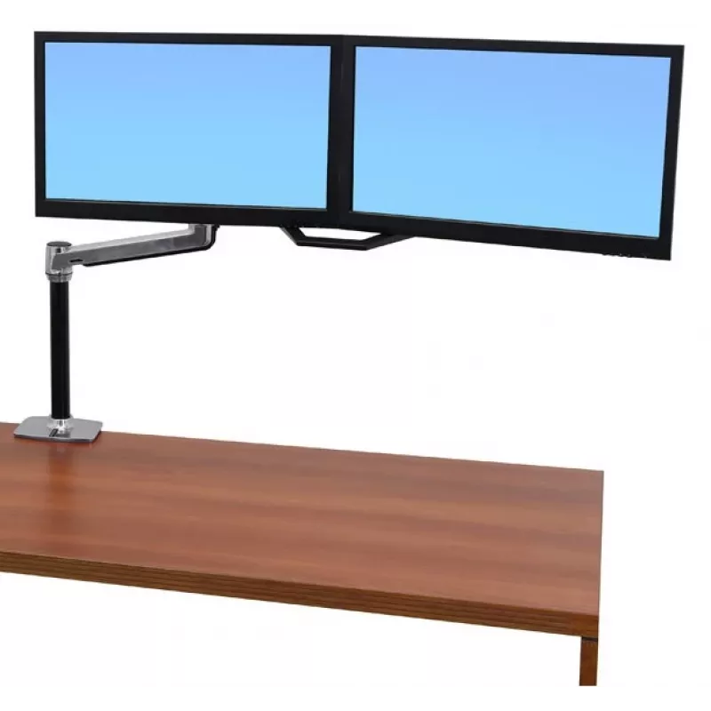 Suporte de secretária com braço LCD ERGOTRON Lx HD para trabalho sentado/em pé (alumínio polido)