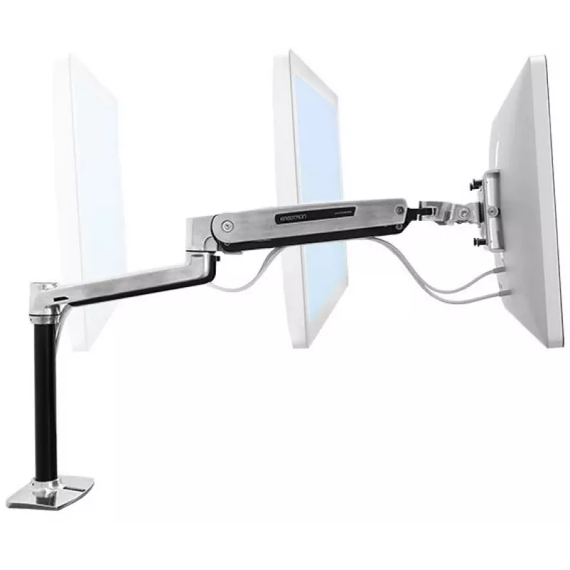 Suporte de secretária com braço LCD ERGOTRON Lx HD para trabalho sentado/em pé (alumínio polido)