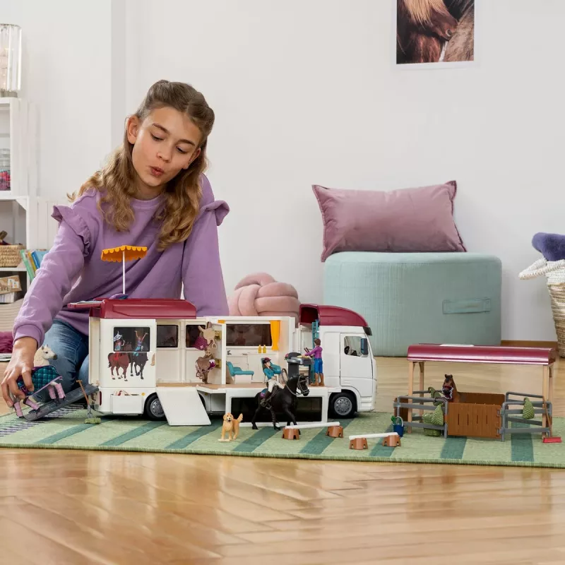 schleich HORSE CLUB transporte de cavalos, edifício, campismo, estábulo, cavalos, concurso de equitação, 5 ano(s), multicolor, plástico