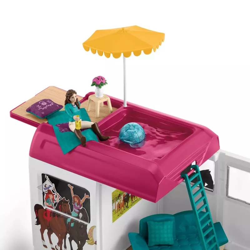 schleich HORSE CLUB transporte de cavalos, edifício, campismo, estábulo, cavalos, concurso de equitação, 5 ano(s), multicolor, plástico