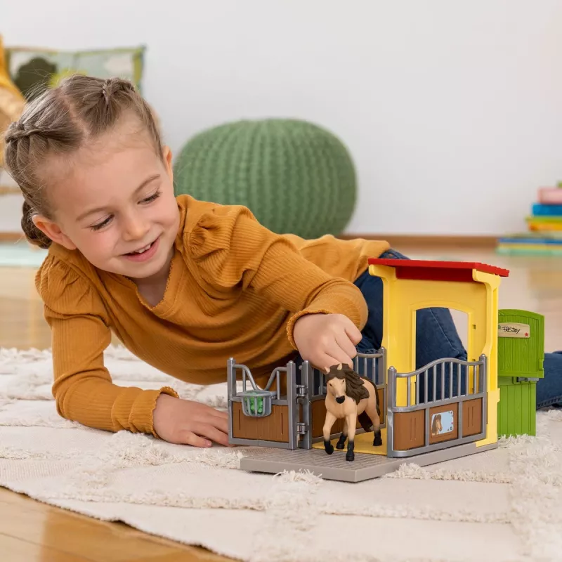 schleich FARM WORLD caixa para pónei com garanhão de cavalo islandês, quinta, edifício, animais da quinta / brinquedo de quinta, estábulo, cavalos, 3 ano(s), multicolor
