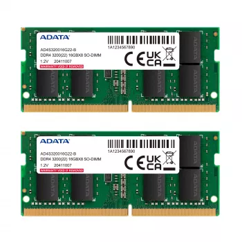 SO-DIMM 16 GB DDR4-3200 (2x 8 GB) Dual-Kit, memória RAM verde, AD4S32008G22-DTGN, Premier