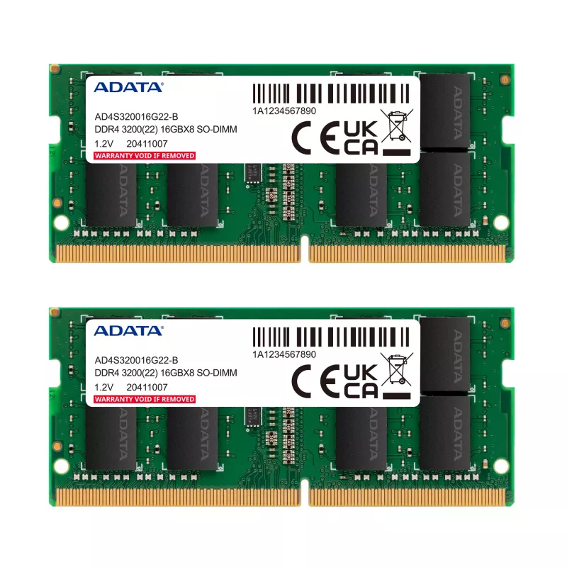 SO-DIMM 16 GB DDR4-3200 (2x 8 GB) Dual-Kit, memória RAM verde, AD4S32008G22-DTGN, Premier