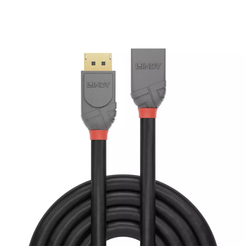 Lindy cabo de extensão DisplayPort 1.4 de 1 m, Anthra Line, 1 m, DisplayPort, DisplayPort, ficha, conector fêmea, 7680 x 4320 píxeis