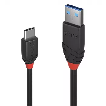 Lindy cabo USB 3.2 Type-A para C de 0,5 m, 10 Gbit/s, Black Line, 0,5 m, USB A, USB C, USB 3.2 Gen 1 (3.1 Gen 1), 10 Gbit/s, preto