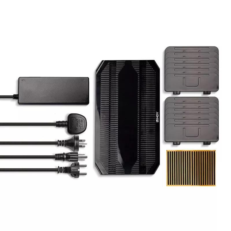 Lindy estação de carregamento USB de 96W com 10 portas, autónoma, plástico, preto, contacto, com todos os dispositivos USB Type-A, alimentação