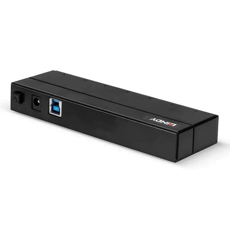 Lindy hub USB 3.0 de 7 portas, USB 3.2 Gen 1 (3.1 Gen 1) Type-A, USB 3.2 Gen 1 (3.1 Gen 1) Type-A, USB 3.2 Gen 1 (3.1 Gen 1), 5000 Mbit/s, preto, plástico