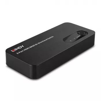 Lindy comutador HDMI 8K60 bidirecional de 2 portas, HDMI, ABS, preto, 120 Hz, 3840 x 2160, 7680 x 4320, 48 Gbit/s