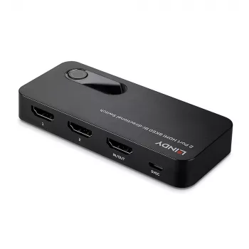 Lindy comutador HDMI 8K60 bidirecional de 2 portas, HDMI, ABS, preto, 120 Hz, 3840 x 2160, 7680 x 4320, 48 Gbit/s