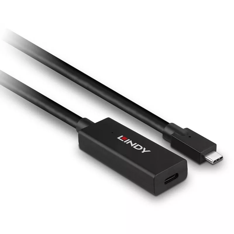 Lindy extensão ativa USB 3.2 Gen 2 C/C de 5 m, 5 m, USB C, USB C, USB 3.2 Gen 2 (3.1 Gen 2), 10 Gbit/s, preto