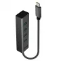 Lindy 43325 hub USB 3.2 Gen 1 Type-C de 4 portas, 4x USB-A, 5 Gbps, cinzento, alumínio/plástico