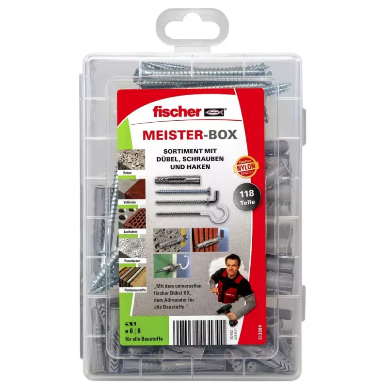 Conjunto de parafusos e buchas Fischer MEISTER-BOX UX 75 unid.