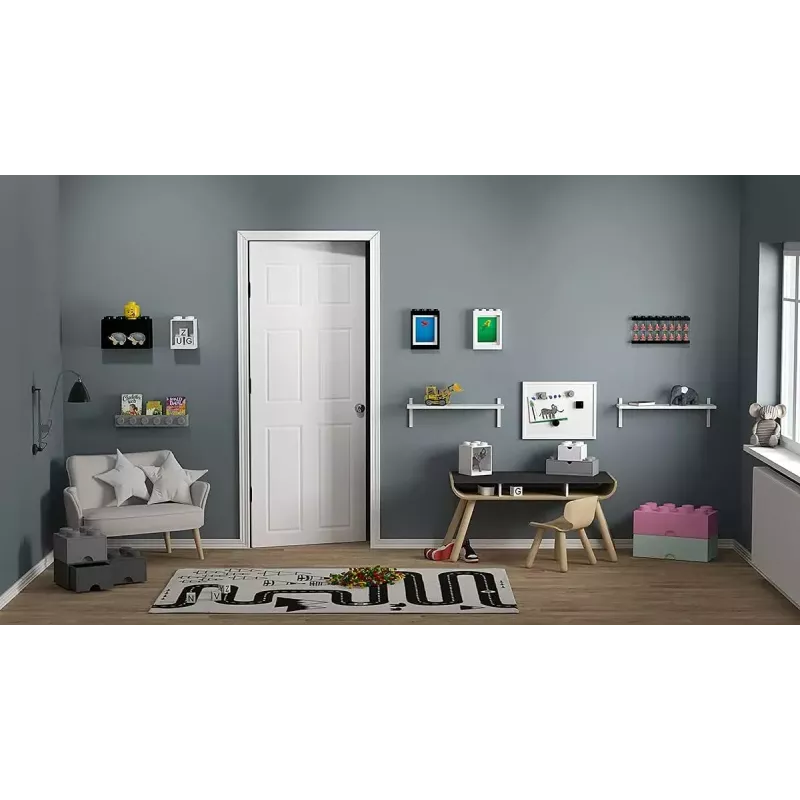 room copenhagen LEGO Brick Shelf 8+4 preta — prateleira de parede modular com 2 prateleiras