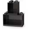 room copenhagen LEGO Brick Shelf 8+4 preta — prateleira de parede modular com 2 prateleiras