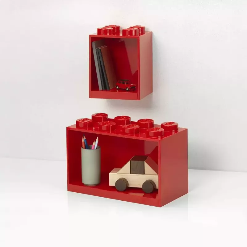 Prateleira Room Copenhagen LEGO Brick Shelf 8+4 Vermelha, 2 prateleiras