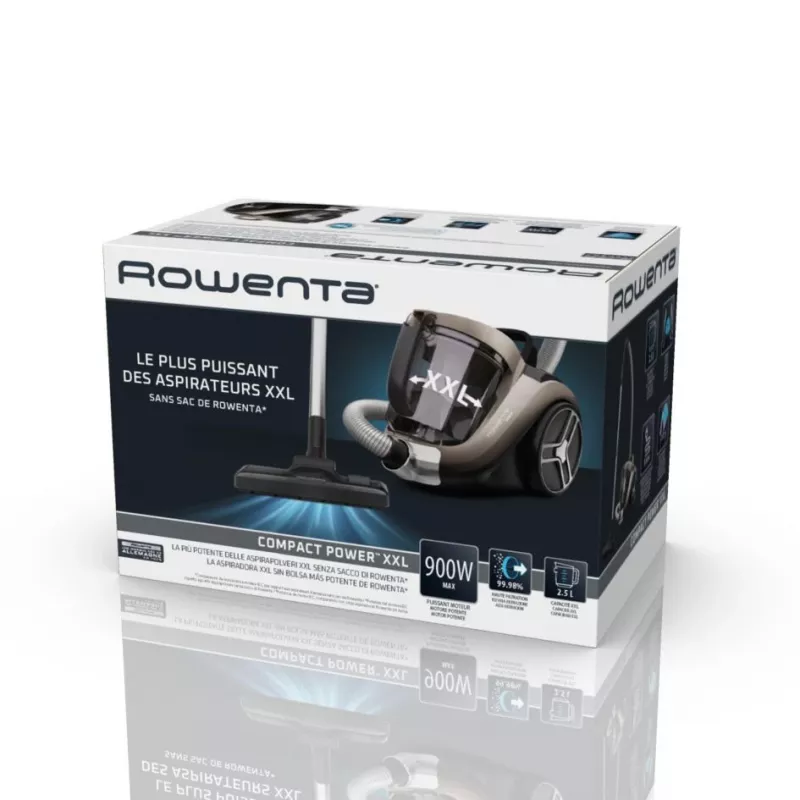 Rowenta Compact Power XXL Animal RO4B50 aspirador de trenó sem saco, filtro de 3 níveis, cinzento/preto