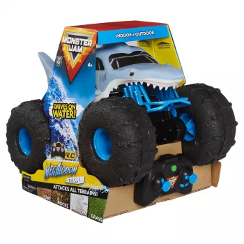 Monster Jam, oficial Megalodon STORM Monster Truck todo-o-terreno telecomandado, escala 1:15