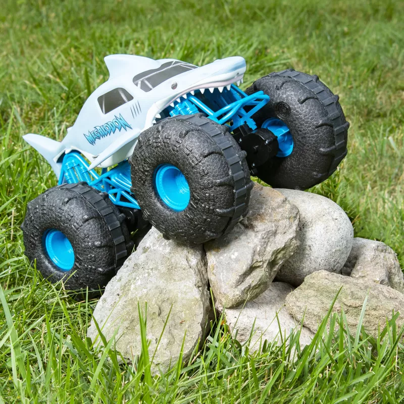 Monster Jam, oficial Megalodon STORM Monster Truck todo-o-terreno telecomandado, escala 1:15