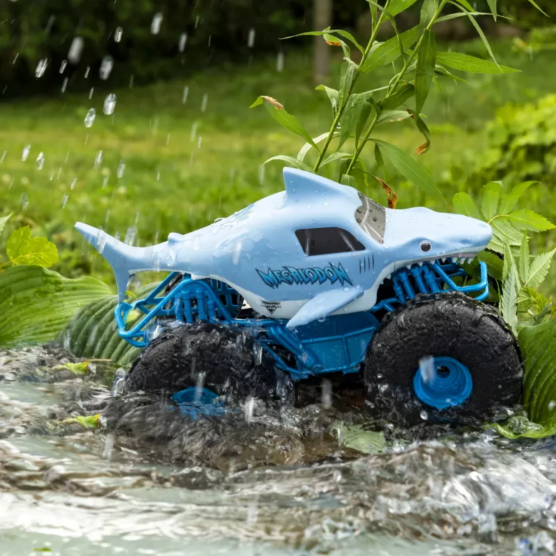 Monster Jam, oficial Megalodon STORM Monster Truck todo-o-terreno telecomandado, escala 1:15