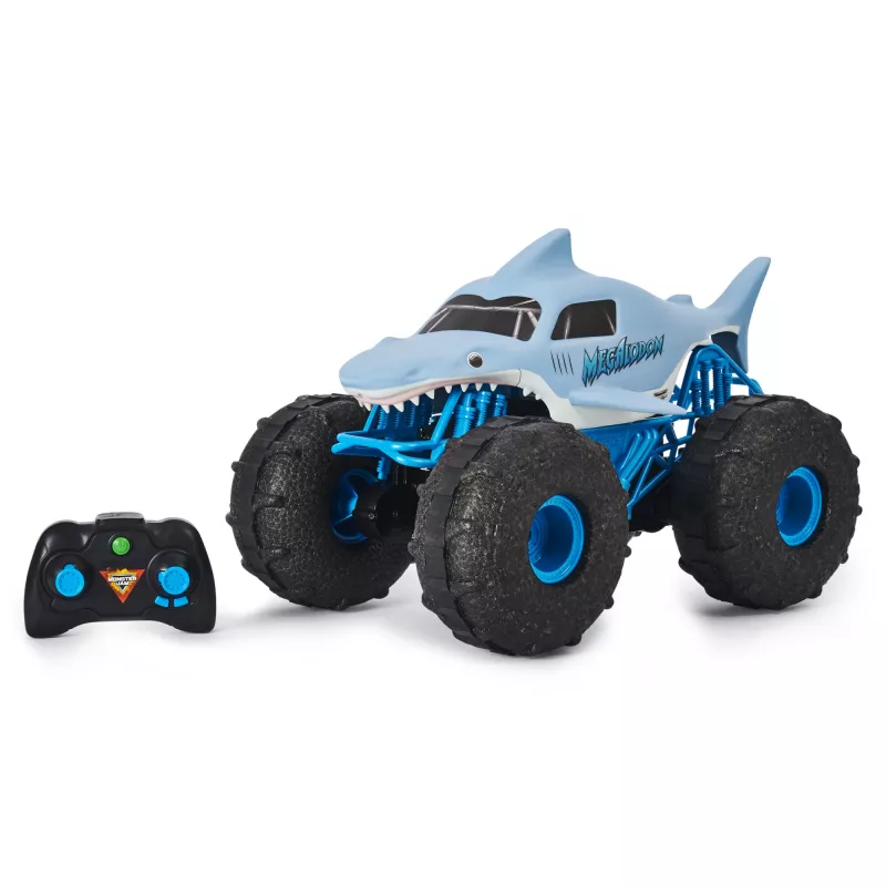 Monster Jam, oficial Megalodon STORM Monster Truck todo-o-terreno telecomandado, escala 1:15